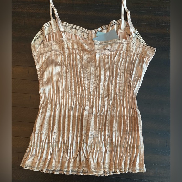 Silky Tank Cami Vintage size Large Tan Crinkled material NWT Adjustable Straps - Picture 2 of 10